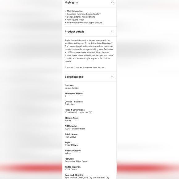 Threshold Gold & White Mini Beaded Pillow - Picture 4 of 4